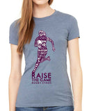 Ladies First! Women's Rugby tshirt - Dar Heather color - with model - Rugby Ethos