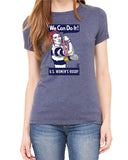 Rosie the Rugger Women's Rugby tshirt - Olympic Version - Dark Heather - with model -Rugby Ethos