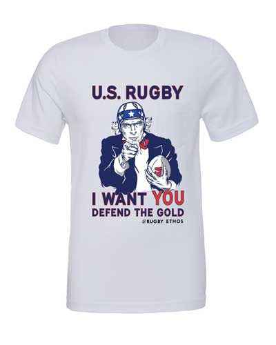 Uncle Sam - Defend the Gold! Rugby Shirt - color Silver -Rugby Ethos