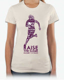 Ladies First! Women's Rugby tshirt - Ivory color - with model - Rugby Ethos