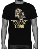 Marin City Golden Lions Youth Rugby tshirt - Black - with model - Youth Sizes avail. - Rugby Ethos