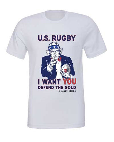 Uncle Sam - Defend the Gold! Rugby T-Shirt